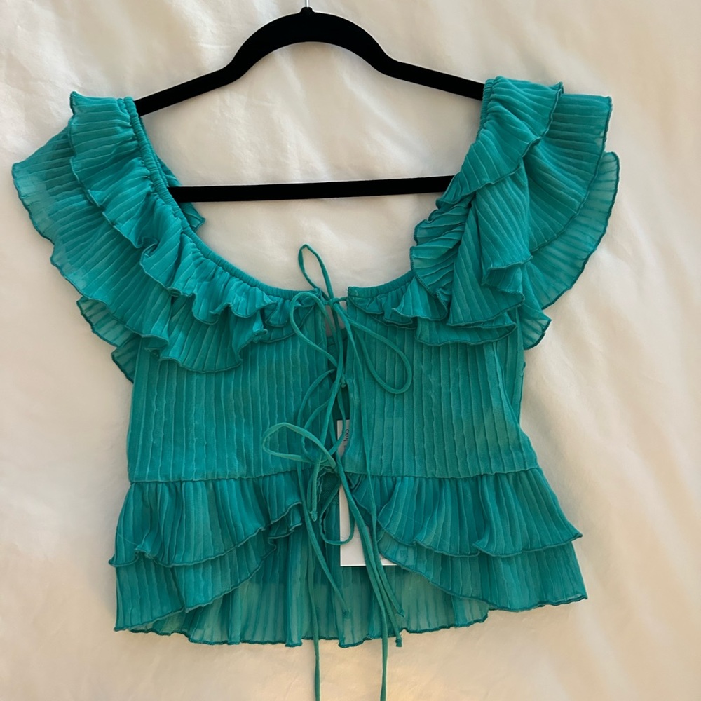 Zara Tie Front Ruffle Top